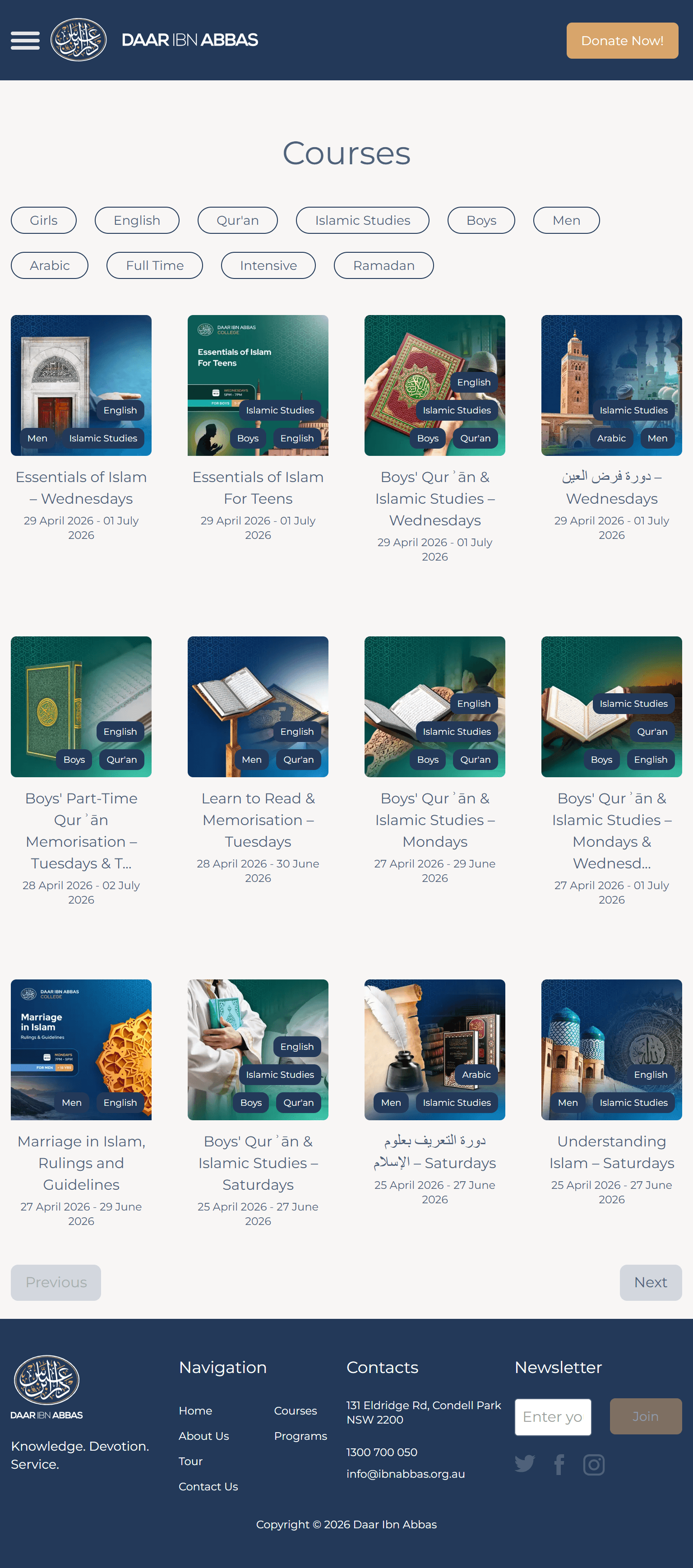 Tablet Courses View